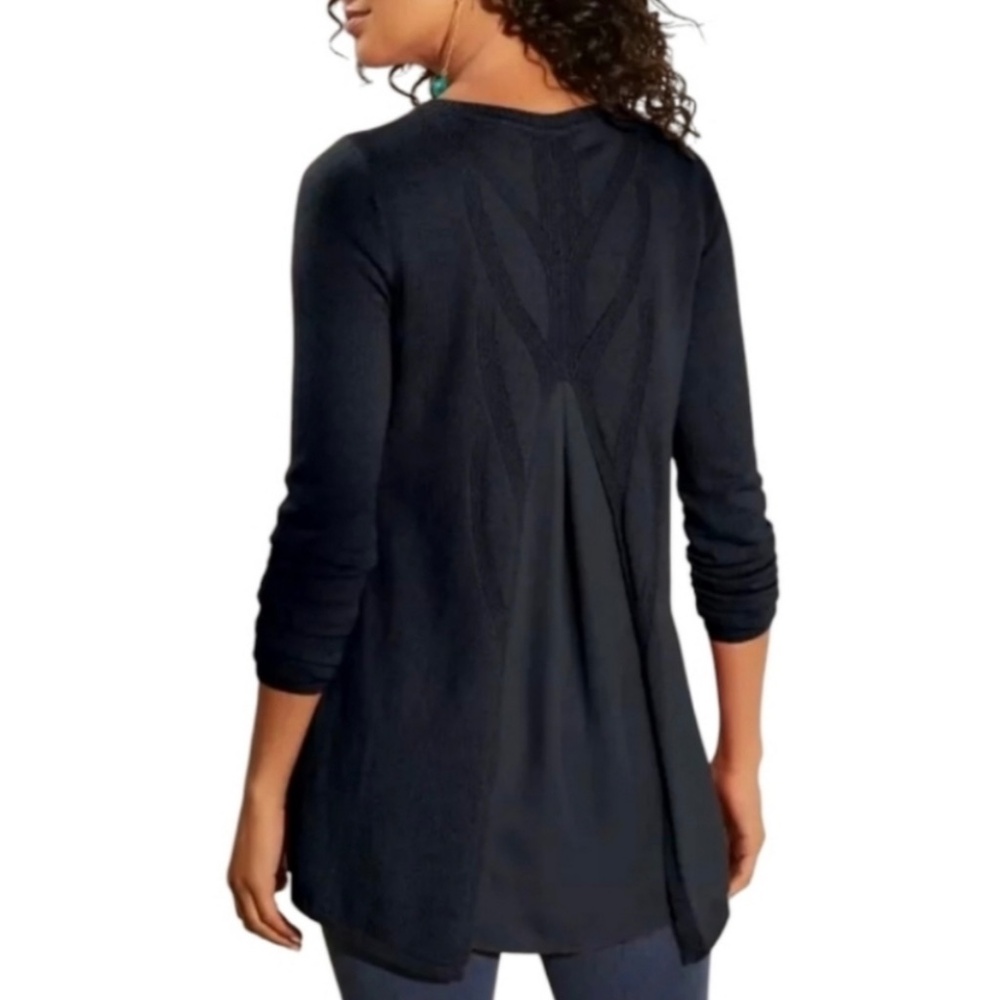 Soft Surroundings Petite Sirena Wool Blend Black Sweater Size PXS